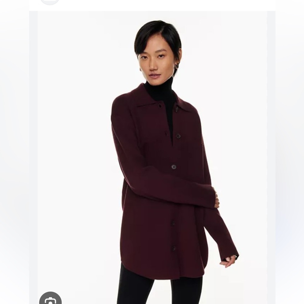 BABATON ARITZIA SOCIETY SWEATER BUTTON UP SIZE XS MAROON BURGUNDY